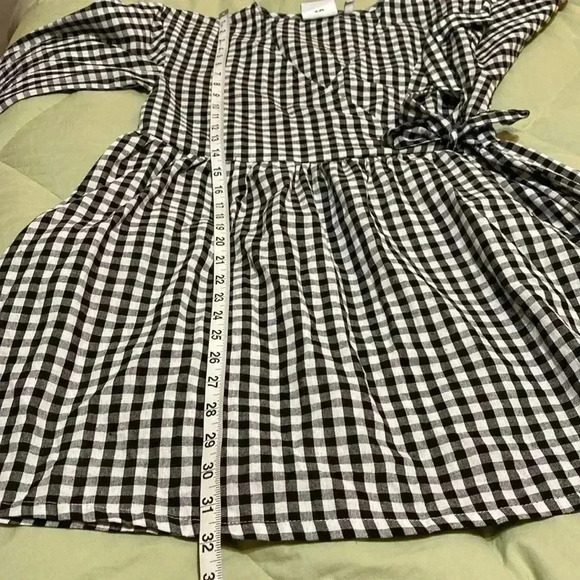 Daisy Street Black & White Gingham Checked Wrap Dress.  Size 10. - Picture 10 of 10